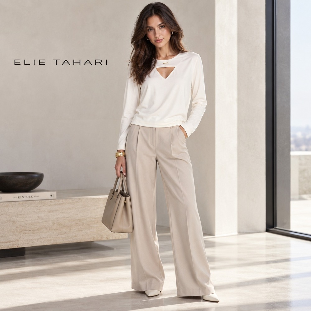 ELIE TAHARI Women's New Top Blouse MEDIUM Cutout Stretch ETR21112